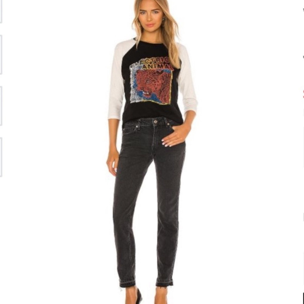 NWT Free People Cuffed Ankle Slim Boyfriend Faded Black Women sz 0 Jeans
